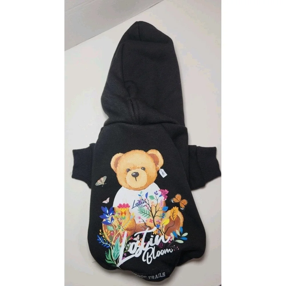 Blooming Teddy Dog Hoodie, Extra Warm Fleece Lining Stretchy Fit (Small) New